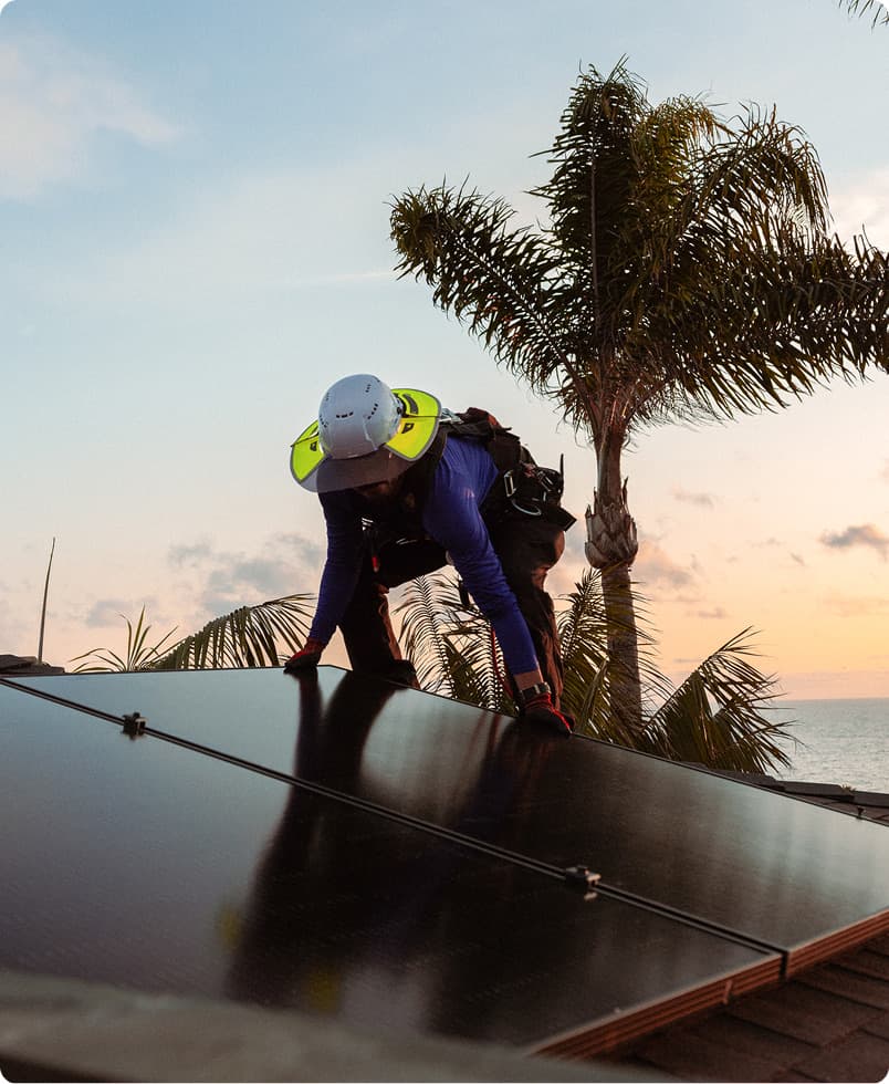Home with roof and solar panels